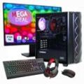 GAMEMAX PC-Komplettsystem "MegaDeal Gaming-PC-Set Diamond BK", E (A-G), schwarz, Microsoft Windows 11 Home (64 Bit), 32 GB RAM 1000 GB SSD, Computer-Komplettsysteme, Windows 11 + MSI PRO MP273A Monitor, 69cm (27")