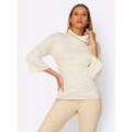 Strickpullover CREATION L "Pullover", Damen, Gr. 36, beige (champagner), 45% Viskose, 35% Polyamid, 20% Polyester, unifarben, 3/4-Ärmel, Pullover
