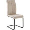 Freischwinger MCA FURNITURE "Hudson Schwingstuhl 4er Set", creme, schwarz matt lackiert, schwarz matt lackiert, B:43cm H:103cm T:60cm, Polyester, Stühle, Flachrohr,Vintage-Veloursoptik,mit Griff,belastbar 140 kg