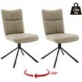 4-Fußstuhl MCA FURNITURE "MARIN Esszimmerstuhl (2er Set) - Stuhl", braun (cappuccino, schwarz), B:49cm H:91cm T:66cm, Polyester, Stühle, 360 drehbar, Metall schwarz, beweglichen Rücken, belastbar 120 kg