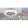 REALITY LEUCHTEN LED Deckenleuchte "Stralsund Deckenventilator", grau (dunkeltitanfarben), Ø 50,0cm H: 16,8cm, Lampen, Deckenlampe, Ventilator 3 Stufen, Fernbed. Lichtfarbe einstellbar RGBW