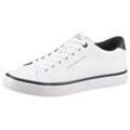 Sneaker TOMMY HILFIGER "TH HI VULC CORE LOW LEATHER", Herren, Gr. 40, weiß, Leder, Lederimitat, unifarben mit Farbeinsatz, Schuhe, Freizeitschuh, Halbschuh, Schnürer mit gepolstertem Schaftrand