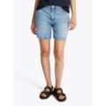 Shorts TOMMY HILFIGER "DNM STRAIGHT SHORT RW SIA", Damen, Gr. 28, N-Gr, blau (sia), Denim/Jeans, Obermaterial: 100% Baumwolle, unifarben, casual, straight fit kurz, Hosen, mit leichter Waschung, Logo-Bage