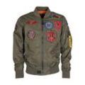 Bomberjacke TOP GUN "TG2024001", Herren, Gr. 52L, grün (olive), Oberstoff: 100% Nylon / Futter: 100% Polyester / Strick: 100% Polyester / Kragen: 100% Polyester, Jacken
