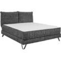Boxspringbett "Baldwin", grau (anthrazit), B:202cm L:212cm, 100% Polyester, SET ONE BY MUSTERRING, Komplettbetten, Boxspringbett, Liegefläche 180 x 200 cm, Duo-Matratze (H3/H4), Kopfteil zweigeteilt