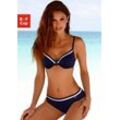 Bügel-Bikini LASCANA, Damen, Gr. 36, Cup B, blau (marine), Recycling-Polyamid, unifarben, kontrastfarbene Details, Bikini-Sets, mit Kontrastdetails