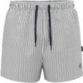 Badeshorts BUGATTI "Grishio", Herren, Gr. L, N-Gr, schwarz-weiß (schwarz, weiß), Polyester, gestreift, sportlich, Badehosen, Seersucker Struktur
