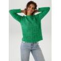 Strickpullover ANISTON CASUAL, Damen, Gr. 34, grün (smaragdgrün), Strick, Obermaterial: 50% Baumwolle, 50% Polyacryl, Ajourstrickmuster, unifarben, figurumspielend hüftlang, Rundhals, gewellter Abschluss, Pullover, im attraktiven Ajour-Muster-Mix