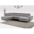 Wohnlandschaft COTTA "Emma U-Form", grau (mouse), B:328cm H:97cm T:215cm, Sofas, Wohnlandschaft, mit Kopfteilverstellung, wahlweise mit Bettfunktion & Bettkasten