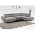 Wohnlandschaft COTTA "Emma U-Form", grau (mouse), B:328cm H:97cm T:215cm, Sofas, Wohnlandschaft, mit Kopfteilverstellung, wahlweise mit Bettfunktion & Bettkasten