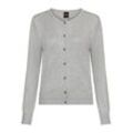Strickjacke BOSS ORANGE "Fiaffizza Premium Damenmode", Damen, Gr. L, silber (silber 041), Feinstrick, Obermaterial: 60% Viskose, 35% Polyacryl, 5% Kaschmir, unifarben, casual, Rundhals, Langarm Rippbündchen, Strickjacken, mit Kaschmir-Anteil