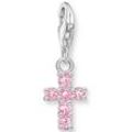 Charm-Einhänger THOMAS SABO "Kreuz Silber, 2032-051-9", bunt (silberfarben, pink, pink), Charms, Damen, Silber 925 (Sterlingsilber), mit Zirkonia (synth.)