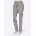 Schlupfhose CLASSIC BASICS, Damen, Gr. 19, Kurzgrößen, grau (steingrau, gemustert), 78% Polyester, 14% Viskose, 8% Elasthan, gemustert, lang, Hosen