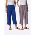 Culotte CLASSIC BASICS, Damen, Gr. 38, Normalgrößen, bunt (aqua, orange, gestreift, royalblau), 100% Polyester, ethno, gemustert, 7/8-Länge, Hosen