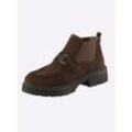 Stiefelette HEINE, Damen, Gr. 35, braun, Leder, Rindsleder, Veloursleder, Schuhe