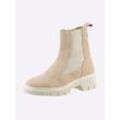 Stiefelette HEINE, Damen, Gr. 36, beige (sand), Leder, Rindsleder, Veloursleder, Schuhe