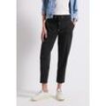 Stoffhose STREET ONE "Style Bonny", Damen, Gr. 44, Länge 28, schwarz, Web, Obermaterial: 82% Polyester, 18% Elasthan, unifarben, 7/8-Länge, Hosen, Sommerhose mit Tunnelzug am Bund