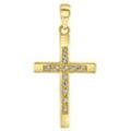 Kreuzanhänger FIRETTI "Schmuck Geschenk Gold 375 Halsschmuck Anhänger Halskette Kreuz", gold (gelbgoldfarben, kristallweiß, kristallweiß), Schmuckanhänger, Damen, Gelbgold 375, 0,75 g, mit Zirkonia (synth.)