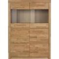 Highboard HOME AFFAIRE "Silkeborg", braun (eiche teilmassiv), B:90cm H:125cm T:35cm, Holz teilmassiv, Sideboards, schöne grifflose Optik, teilmassiv