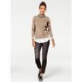 Rollkragenpullover HEINE "Rollkragen-Pullover", Damen, Gr. 34, beige, 100% Baumwolle, unifarben, Pullover