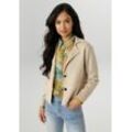 Kurzblazer ANISTON SELECTED, Damen, Gr. 36, grün (beige), Feinstrick, Obermaterial: 50% Viskose, 26% Polyamid, 24% Polyester, meliert, unifarben, lässig geschnitten kurz, V-Ausschnitt, Blazer, mit dekorativer Teilungsnaht - NEUE KOLLEKTION, Topseller
