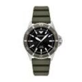 Solaruhr EMPORIO ARMANI, grün (khakifarben), Armbanduhren, Herren, Armbanduhr, Herrenuhr, Silikonarmband, analog, Tag, 12/24-Std.-Anzeige