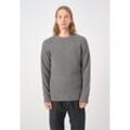 Strickpullover CLEPTOMANICX "Big Ben", Damen, Gr. L, grau, 80% Wolle, 20% Polyamid, unifarben, normal, Rundhals, Pullover Strickpullover, im trendigen Ripp-Strick-Design