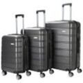 Novel Reisekofferset , Dunkelgrau , Metall, Kunststoff , 3-teilig , Zahlenschloss, höhenverstellbarer Teleskopgriff, 360°-Rollensystem, Tragehenkel, Netzfach , Freizeit, Koffer & Taschen, Reisekoffer-Sets