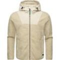 Fleecejacke RAGWEAR "Adar", Herren, Gr. XL (54), beige (ecru), Fleece, Obermaterial: 100% Polyester, Innenfutter: 100% Polyester, gerade hüftlang, hoch geschlossener Ausschnitt, Ärmel ohne Ärmelschlitz abgesteppte Kante, Jacken, Angesagte Herren Plüschjacke mit hohem Kragen