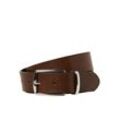 Ledergürtel JACK & JONES "JACPRAGUE LEATHER BELT NOOS", Herren, Gr. 100, braun (braun stone), Leder, unifarben, Gürtel Ledergürtel