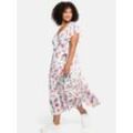 Chiffonkleid SHEEGO BY JOE BROWNS "Chiffonkleid", Damen, Gr. 50, Normalgrößen, weiß (weiß bedruckt), Chiffon, 100% Polyester, geblümt, gemustert, mehrfarbig, lang, V-Ausschnitt, Kleider Chiffonkleid