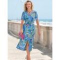 Blusenkleid CLASSIC BASICS "Kleid", Damen, Gr. 42, Normalgrößen, blau (blau, bedruckt), 100% Viskose, geblümt, gemustert, Kleider