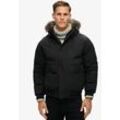 Steppjacke SUPERDRY "EVEREST FAUX FUR BOMBER JACKET", Herren, Gr. XL, schwarz (jet schwarz), Web, Obermaterial: 100% Polyester, unifarben, relaxed fit, Jacken