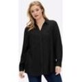 Langarmbluse SHEEGO, Damen, Gr. 40, schwarz, 100% Viskose, unifarben, V-Ausschnitt, Blusen