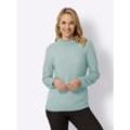 Stehkragenpullover CLASSIC BASICS "Stehkragen-Pullover", Damen, Gr. 38, grün (salbei, ecru, geringelt), 100% Polyacryl, gemustert, gestreift, mehrfarbig, Pullover