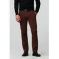Chinos MEYER "Chino-Hose", Herren, Gr. 25, Normalgrößen, rosa (kupfer), 98% Baumwolle, 2% Elasthan, unifarben, regular fit lang, Hosen, mit Stretch-Dehnbund