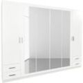 Drehtürenschrank RAUCH "Drehtürenschrank Schrank Garderobe Wäscheschrank Schlafzimmer FLEXX", weiß, B:270cm H:210cm T:54cm, Schränke, mit 4 Schubkästen
