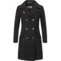 Kurzmantel MARIKOO "Nanakoo", Damen, Gr. 5XL (50), schwarz, Oberstoff: 90% Polyacryl, 8% Viskose, 2% Elasthan, Futter: 100% Polyester, Ärmelfutter: 100% Polyester, figurumspielend ca. Mitte Oberschenkel, Ärmel ohne Ärmelschlitz normaler Saum, Mäntel, edler Damen Trenchcoat in Wollmantel-Optik, Topseller