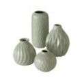 Boltze Vasen Set Zalina 4-teilig grün, Blumenvasen Porzellan lasiert, Deko-Vasen