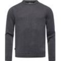 Strickpullover RAGWEAR "Larrs", Damen, Gr. L (52), schwarz, Material: 60% Baumwolle, 40% Acryl, gerade hüftlang, Rundhals, Ärmel ohne Ärmelschlitz Rippbündchen krempelbar, Pullover Strickpullover, stylischer Herren Sweatpullover mit Rippbündchen