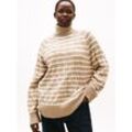 Rollkragenpullover TOMMY HILFIGER CURVE "CRV SOFT WOOL CABLE ROLL-NK SWT", Damen, Gr. 46, safari canvas htr, ivory petal stp, Strick, Obermaterial: 100% Wolle, gestreift, Bündchen, Pullover, in großen Größen, mit Zopfmuster, aus reiner Wolle