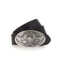 Koppelgürtel MUSTANG, Herren, Gr. 105, schwarz, Leder, unifarben, Gürtel Koppelgürtel, Vintag-Schließe mit Adler, 4 cm, Used-Look