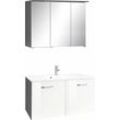 Badmöbel-Set WELLTIME "Ravenna", weiß (grafit, weiß), Kastenmöbel-Sets, Breite 90 cm, Spiegelschrank und Waschtisch