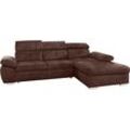 Ecksofa EXXPO - SOFA FASHION "Spring, super bequem, mit Armteil- und Kopfteilfunktion, OTTOs Choice", braun (chocolate), B:284cm H:81cm T:181cm, Luxus-Microfaser (100% Polyester);Struktur (100% Polyester);NaturLEDER (echtes Rindsleder) in Sitz und Rücken. Korpus in passendem Kunstleder SOFTLUX bezogen, Sofas, Ecksofa, L-Form, wahlweise mit Bettfunktion und Bettkasten