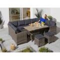 Gartenlounge-Set KONIFERA "Rotterdam", grau (grau,), Polyrattan, Sitzmöbel-Sets, Gartenmöbel-Set, Polyrattan, Stahl, Tischplatte aus Nonwood