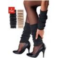 Beinstulpen LAVANA, Damen, bunt (schwarz, beige), Strick, Wolle, meliert, casual, Stulpen, und Armstulpen