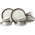 Teeservice SELTMANN WEIDEN "Geschirr-Set, 18 Teile, Terra Corso, klein", weiß (weiß, anthrazit, beige, grau), 18 Stk., Porzellan, Geschirr-Sets, Tassen, Teller, Untertassen, Made in Germany, 18 Teile, für 6 Personen