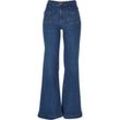 Bequeme Jeans URBAN CLASSICS "Urban Classics Damen Ladies Vintage Flared Denim Pants", Damen, Gr. 27, Normalgrößen, blau (tiefblau washed), 98% Baumwolle, 2% Elasthan, unifarben, Jeans
