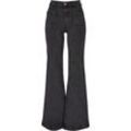 Bequeme Jeans URBAN CLASSICS "Urban Classics Damen Ladies Vintage Flared Denim Pants", Damen, Gr. 27, Normalgrößen, schwarz (schwarzwashed), 98% Baumwolle, 2% Elasthan, unifarben, Jeans