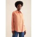 Longbluse SEIDENSTICKER "Schwarze Rose", Damen, Gr. S(36), orange, 100% Leinen, gestreift, oversize, ohne Ausschnitt, Blusen, 1/1 Kragen Streifen